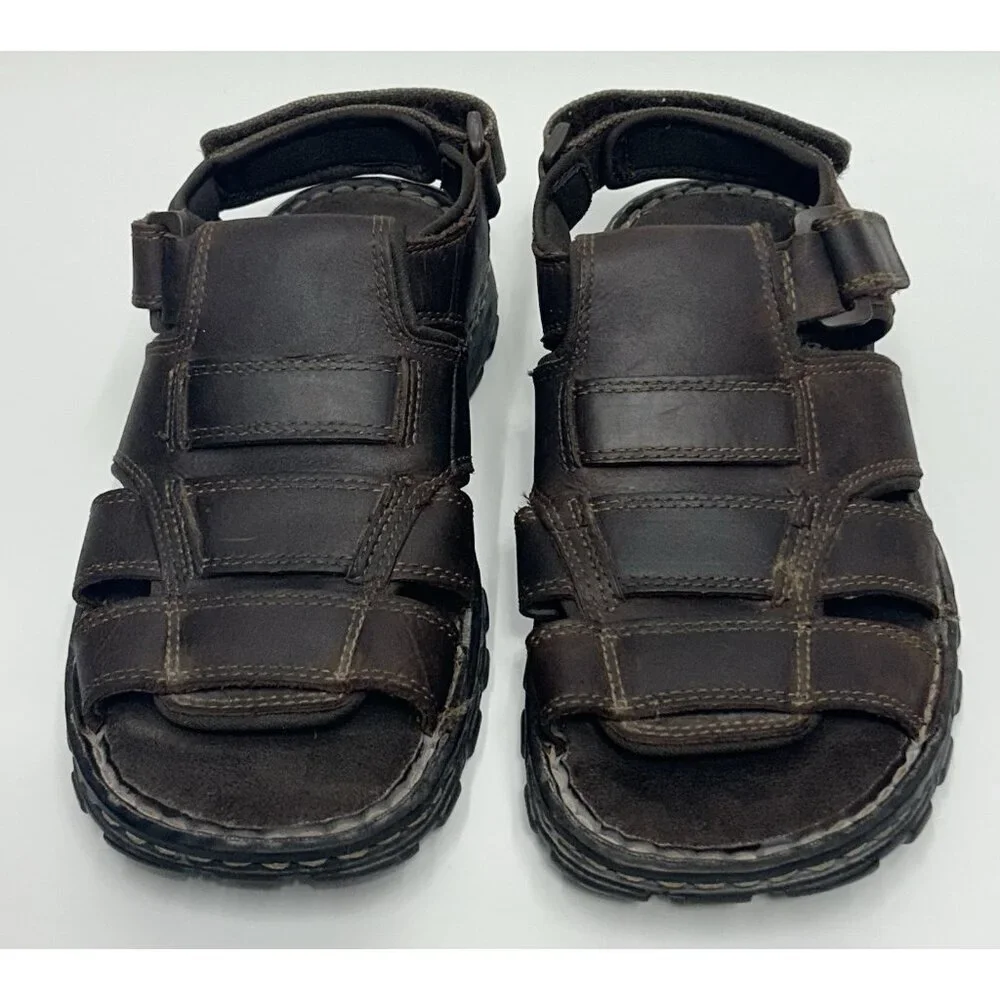 Skechers Men's sandals sz 8 jammers Brown Leather Gladiator Fisherman 60847 boho